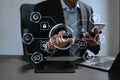 Zero trust security concept Person using computer and tablet with zero trust icon on virtual screen of Data businesses.in modern