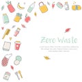 Zero Waste banner template with hand drawn elements. Royalty Free Stock Photo