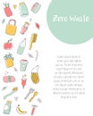 Zero Waste banner template with hand drawn elements. Royalty Free Stock Photo