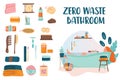 Zero waste bathroom set. Collection of eco elements for people Royalty Free Stock Photo