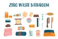 Zero waste bathroom set. Collection of eco elements for people Royalty Free Stock Photo