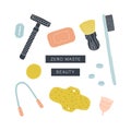 Zero waste beauty kit. Eco friendly reusable items Royalty Free Stock Photo