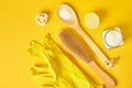 Zero waste concept yellow background eco cleaning Royalty Free Stock Photo