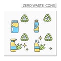 Zero waste color icons set