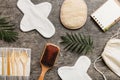 Zero waste concept. Eco-friendly home daily accessories. top view Royalty Free Stock Photo