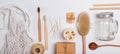 Zero waste concept. Reusable and natural material items for bathroom, kitchen and hygiene Royalty Free Stock Photo