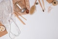 Zero waste concept. Reusable and natural material items for bathroom, kitchen and hygiene Royalty Free Stock Photo