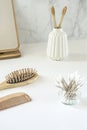 Zero waste concept. Set of eco friendly bathroom accessories. Royalty Free Stock Photo