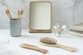 Zero waste concept. Set of eco friendly bathroom accessories. Royalty Free Stock Photo