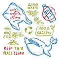 ZERO WASTE ECO Problem Of Earth Vector Illustration Set Royalty Free Stock Photo