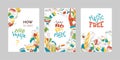 Zero waste flat outline vector banners set