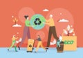 Zero waste green eco friendly lifestyle, ecology, vector flat illustration