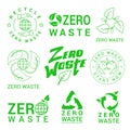 Zero waste green signs vector illustrations set