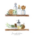 Zero waste kitchen watercolor concept