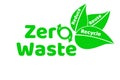 Zero waste lettering text sign or logo with green leaves. Waste management concept. Reduce, reuse, recycle and refuse Royalty Free Stock Photo