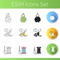 Zero waste lifestyle icons set