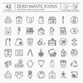 Zero waste line icons. Editable stroke. Vector set