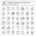 Zero waste line icons isolated on white background. Vector set