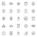 Zero waste line icons set