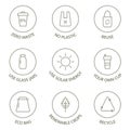 Zero waste line icons set. Recycle, reuse, reduce logo. Eco, bio pictogram. Ecology concept. Sustainable package. Save Royalty Free Stock Photo
