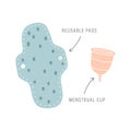 Zero waste periods kit. Menstrual cup, pad Royalty Free Stock Photo