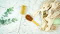 Zero-waste, plastic-free laundry and cleaning household products flatlay. Royalty Free Stock Photo