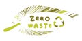 Zero-Waste. Recycle sign. Zero Waste badge or emblem vector design. Zero waste inside green leaf isolated on white background. Royalty Free Stock Photo