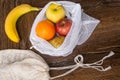 Zero waste recycled textile produce shopping bag Royalty Free Stock Photo