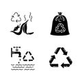 Zero waste rules black glyph icons set on white space
