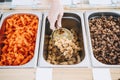 Zero waste shop. Woman buying dry goods in plastic free grocery store Royalty Free Stock Photo