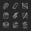 Zero waste swaps handmade chalk icons set Royalty Free Stock Photo