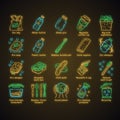 Zero waste swaps handmade neon light icons set Royalty Free Stock Photo