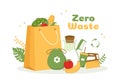 Zero Waste Template Hand Drawn Cartoon Flat Illustration with Durable and Reusable Items or Products to be Eco Friendly