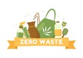 Zero Waste Template Hand Drawn Cartoon Flat Illustration with Durable and Reusable Items or Products to be Eco Friendly