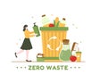 Zero Waste Template Hand Drawn Cartoon Flat Illustration with Durable and Reusable Items or Products to be Eco Friendly