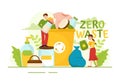 Zero Waste Vector Illustration of Eco Friendly with Recyclable and Reusable Products for Save the Planet and Go Green Royalty Free Stock Photo