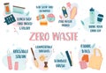 Zero waste web banner, eco tips infographic. Lifestyle elements