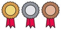 three different certificates or medals vector graphic