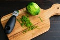 Zesting a Lime on a Wood Cutting Board Royalty Free Stock Photo