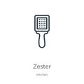 Zester icon. Thin linear zester outline icon isolated on white background from kitchen collection. Line vector zester sign, symbol