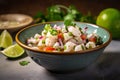 Zesty Ceviche served in a vibrant bowl with freshly chopped herbs and lime wedges on the side