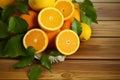 Zesty citrus fruits displayed on a fresh white wooden surface