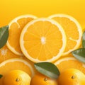 Zesty delight Orange on sunny backdrop, abundant freshness, copy space