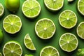 Zesty display Sliced lime arranged in a flat lay view