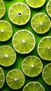 Zesty display Sliced lime arranged in a flat lay view