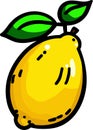 Zesty Lemon Delight: Hand-Drawn Cartoon Illustration Royalty Free Stock Photo