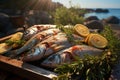 Zesty sea bream, herb-infused, beachside delight on a sun-kissed afternoon