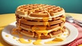 Zesty Sunshine Celebrating National Waffle Day with a Burst of Lemon Zest.AI Generated