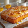 Zesty sweetness Lemon bread with sugar coating, close up and mouthwatering