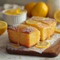 Zesty sweetness Lemon bread with sugar coating, close up and mouthwatering